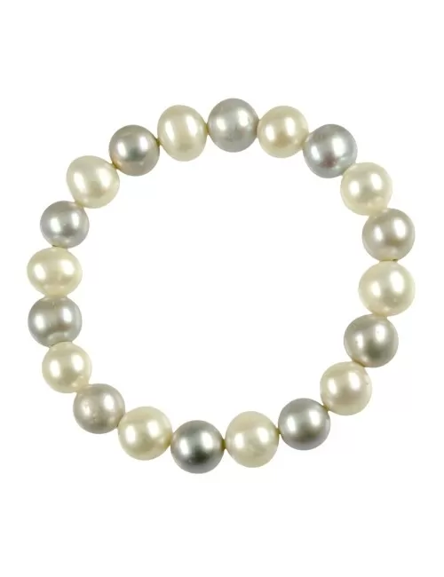 Armband - Perle weiß/silber im Wechsel