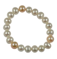 Armband - Perle weiß/lachs, 19cm