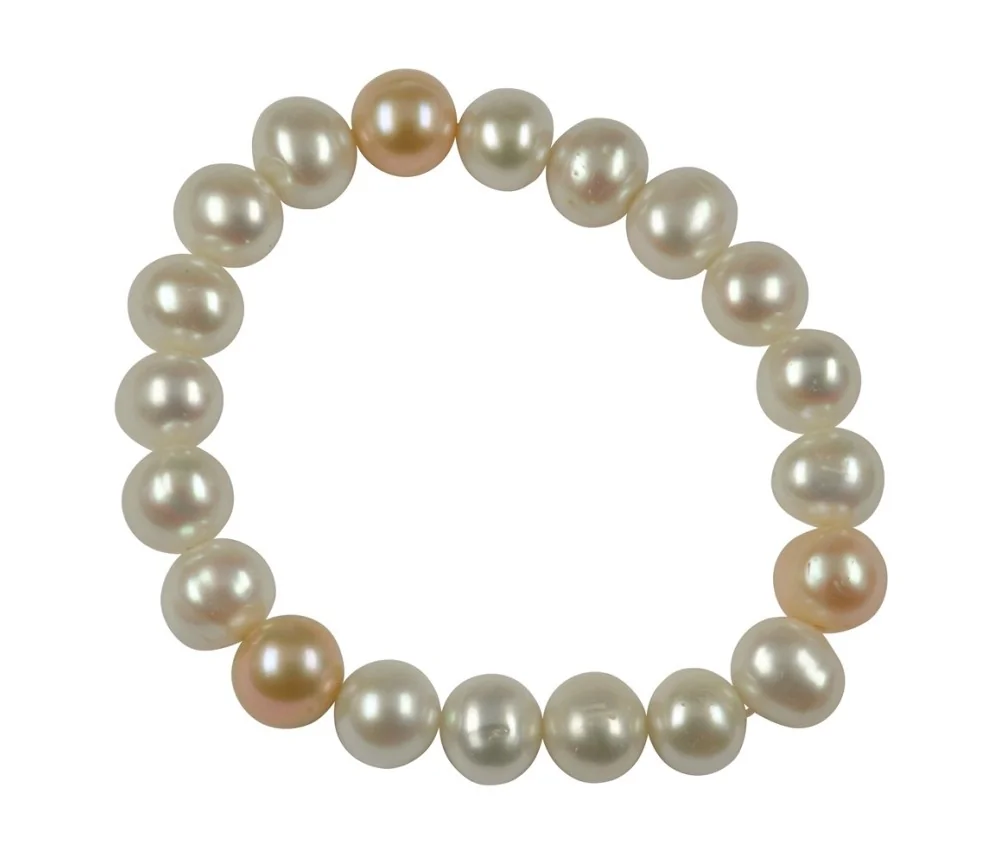 Armband - Perle weiß/lachs, 19cm