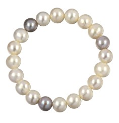 Armband - Perle weiß/silber, 19cm