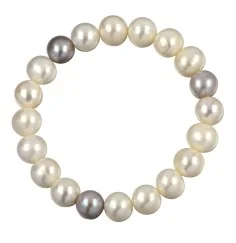 Armband - Perle weiß/silber, 19cm