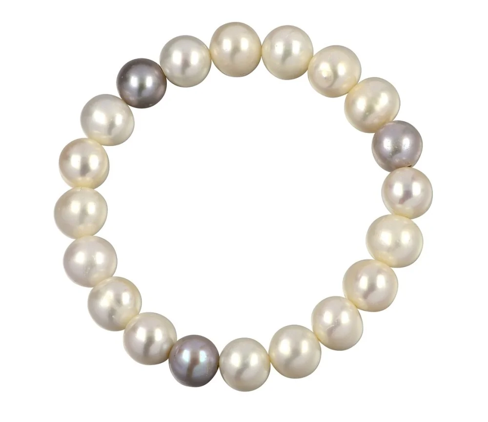 Armband - Perle weiß/silber, 19cm