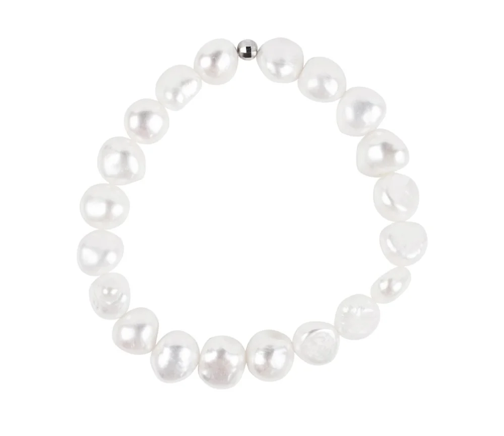 Armband - Perle (weiß), 08-10mm Freeform flach