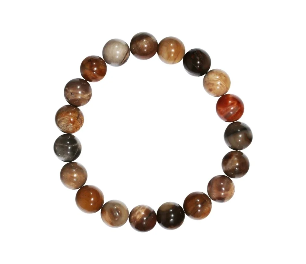 Armband - versteinertes Holz, 10mm Kugeln