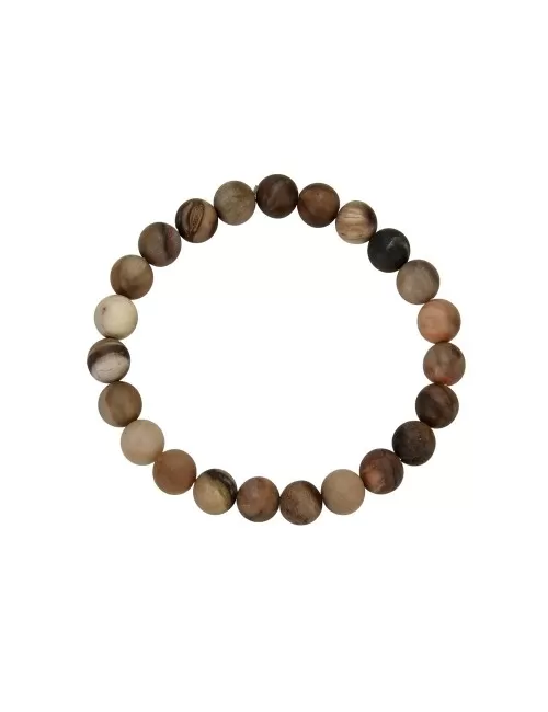 Armband - versteinertes Holz, 08mm Kugeln, mattiert