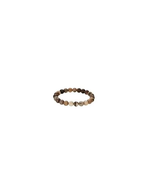Armband - versteinertes Holz, 08mm Kugeln, mattiert