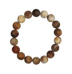 Armband - versteinertes Holz, 10mm Kugeln, mattiert