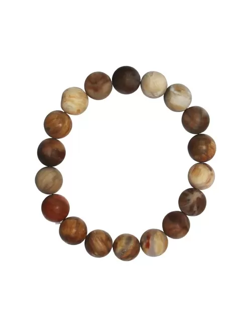 Armband - versteinertes Holz, 10mm Kugeln, mattiert