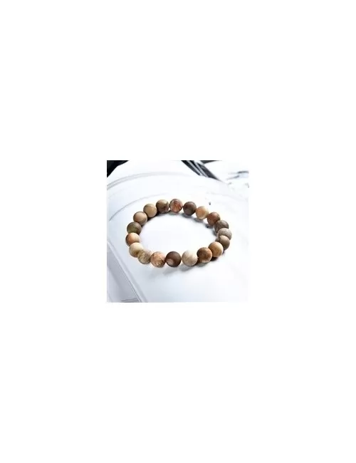 Armband - versteinertes Holz, 10mm Kugeln, mattiert