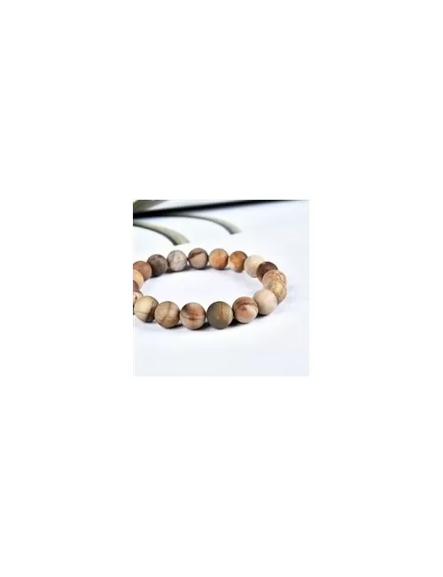 Armband - versteinertes Holz, 10mm Kugeln, mattiert