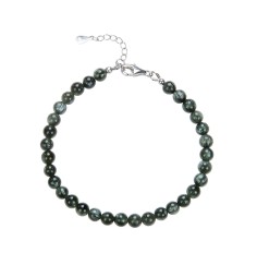 Armband - Serafinit, 5,5mm-Kugeln, Verlängerungskettchen, rhodiniert