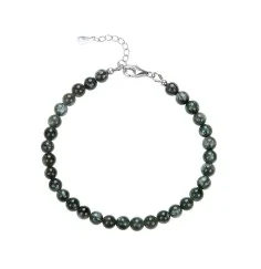 Armband - Serafinit, 5,5mm-Kugeln, Verlängerungskettchen, rhodiniert