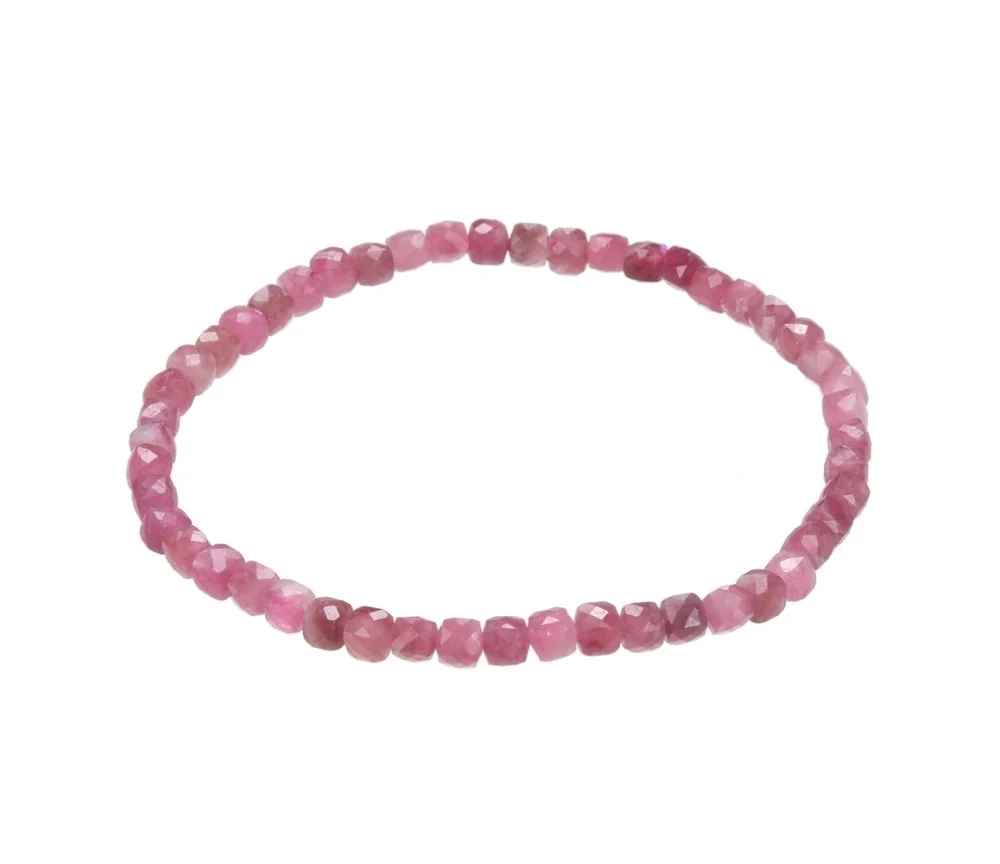 Armband - Turmalin (pink), 04mm Würfel, facettiert