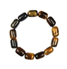 Armband - Tigerauge Mix, 14mm Tönnchen