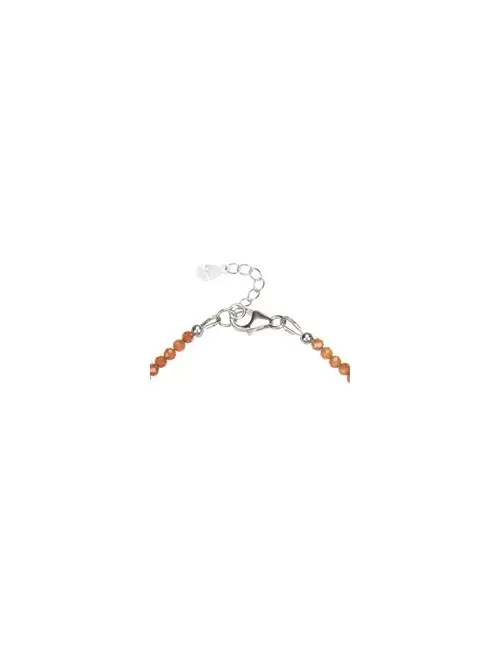 Armband - Kugeln 3mm - Granat (orange), facettiert rhodiniert, Verlängerungskettchen