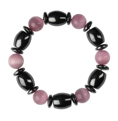 Armband - Hämatin - Katzenauge pink (Glas)