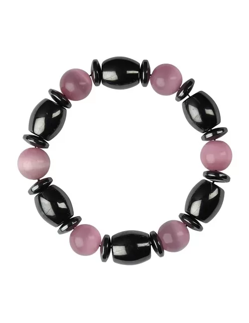 Armband - Hämatin - Katzenauge pink (Glas)