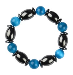 Armband - Hämatin/Katzenauge blau (Glas)