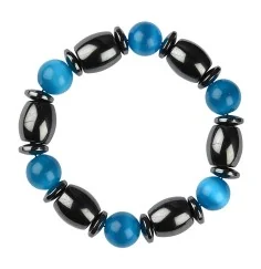 Armband - Hämatin/Katzenauge blau (Glas)