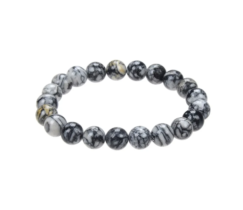 Armband - Pinolith (Eisblumenmagnesit), 08 - 09mm Kugeln