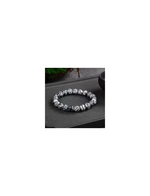 Armband - Pinolith (Eisblumenmagnesit), 08 - 09mm Kugeln