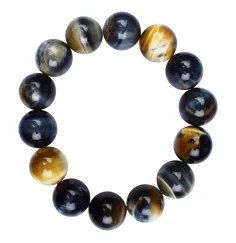 Armband - Tigerauge (weiß, gelb, blau), 16mm Kugeln
