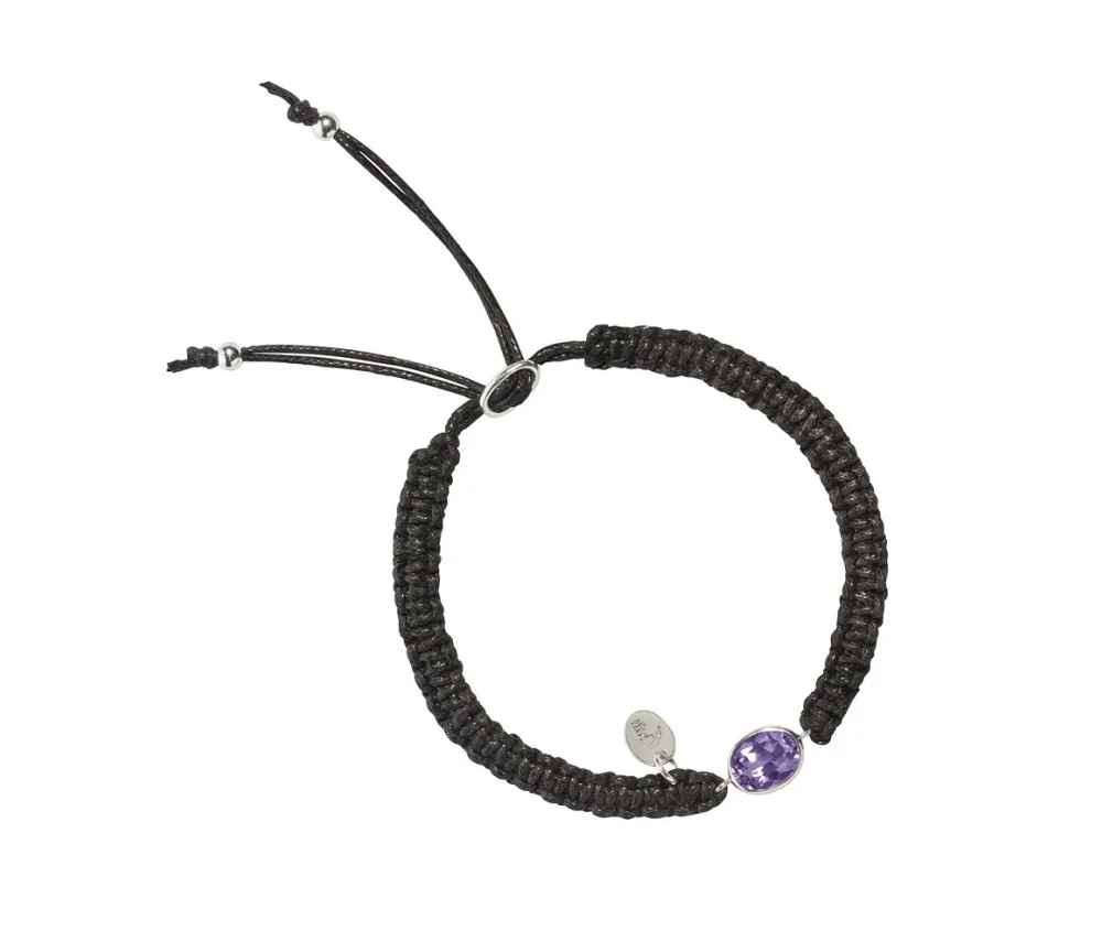 Armband - Makramee, Amethyst oval, facettiert
