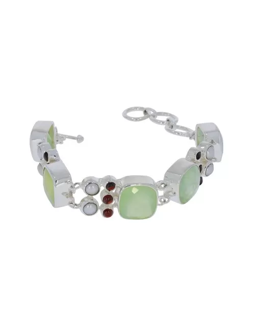 Armband - Prehnit, Perle, Granat