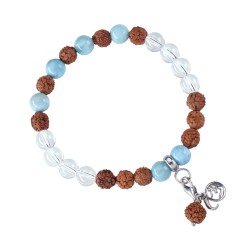 Armband - Edelsteinmala - Larimar, Bergkristall (Offenheit)