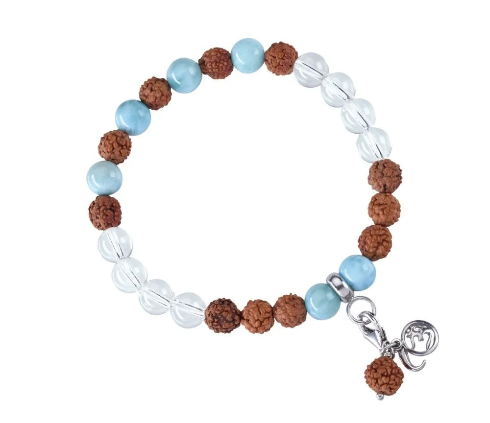 Armband - Edelsteinmala - Larimar, Bergkristall (Offenheit)