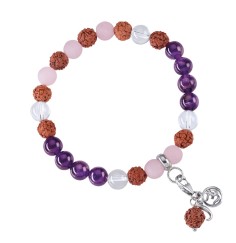 Armband - Edelsteinmala - Amethyst, Bergkristall, Rosenquarz (Vitalität)