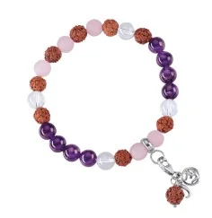 Armband - Edelsteinmala - Amethyst, Bergkristall, Rosenquarz (Vitalität)