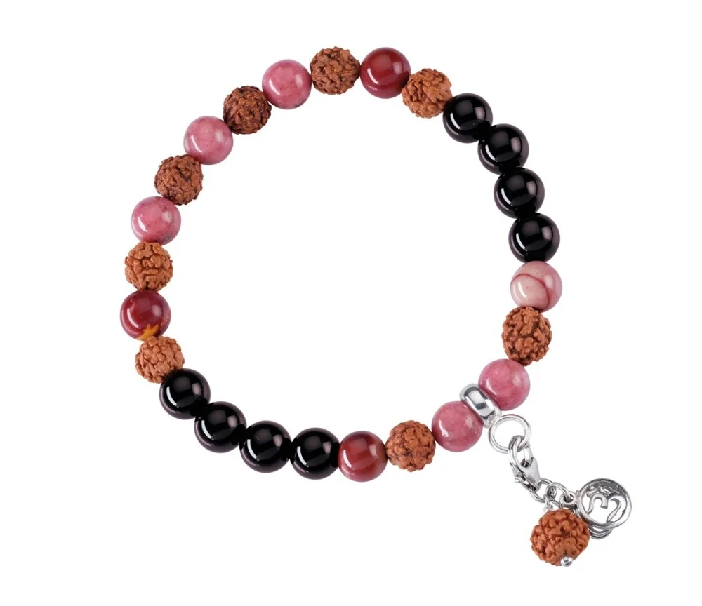Armband - Edelsteinmala - Mookait, Obsidian, Rhodonit (Heilung)