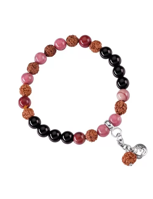Armband - Edelsteinmala - Mookait, Obsidian, Rhodonit (Heilung)