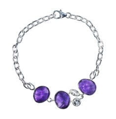 Armband - Amethyst facettiert, Silber, längenverstellbar