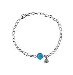 Armband - Türkis (10mm), Silbermuschel