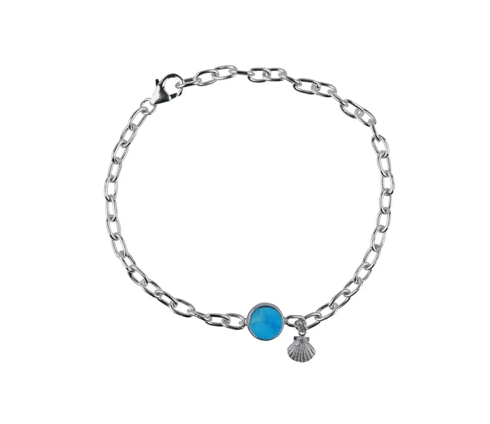 Armband - Türkis (10mm), Silbermuschel