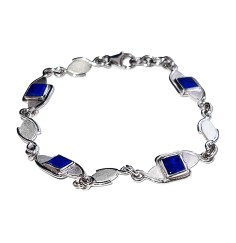 Armband - Quadrate 6x6mm - Lapis Lazuli- 20cm, platiniert
