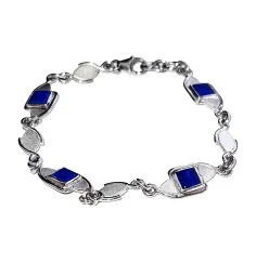 Armband - Quadrate 6x6mm - Lapis Lazuli- 20cm, platiniert