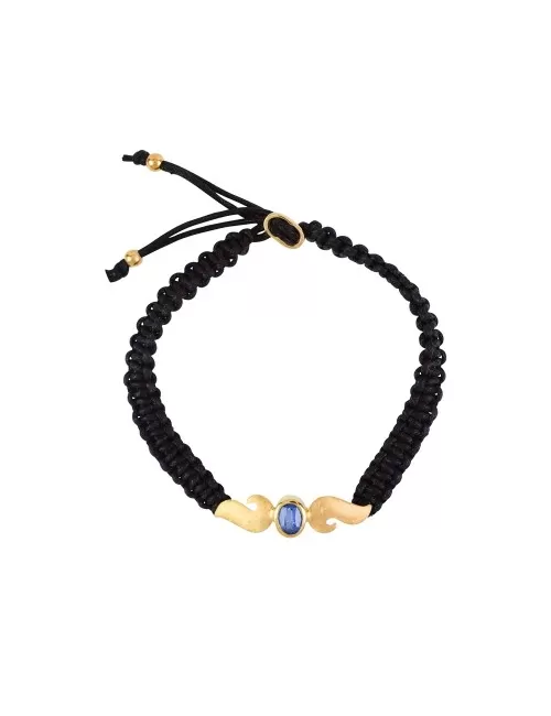 Armband - Makramee, Flügel mit Disthen, vergoldet