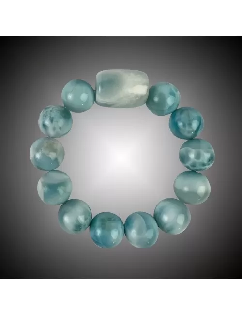 Armband - Kugeln - 15mm - Larimar - Einzelstück