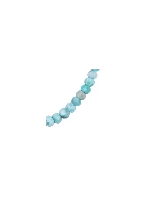 Armband Larimar, Button (3 x 4,5mm) facettiert, rhodiniert, Verlängerungskettchen