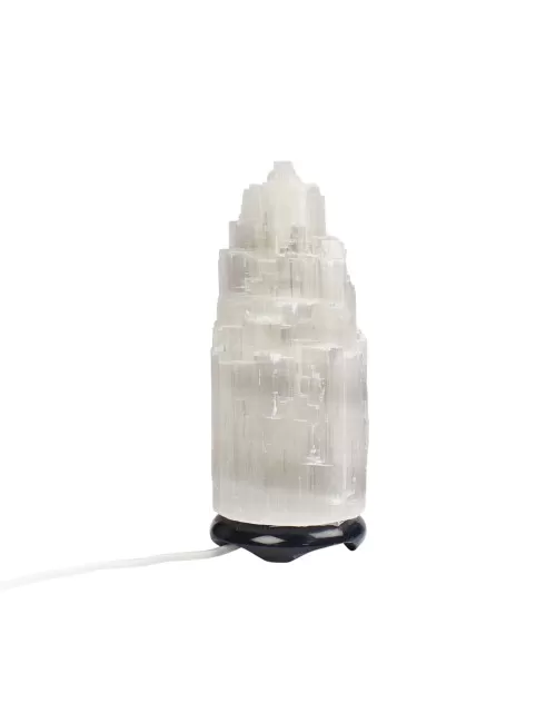 Lampe - Salzkristall - Selenitlampe mit Marmorfuß
