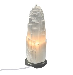 Lampe - Selenit - Selenitlampe mit Marmorfuß, ca. 45cm (groß)