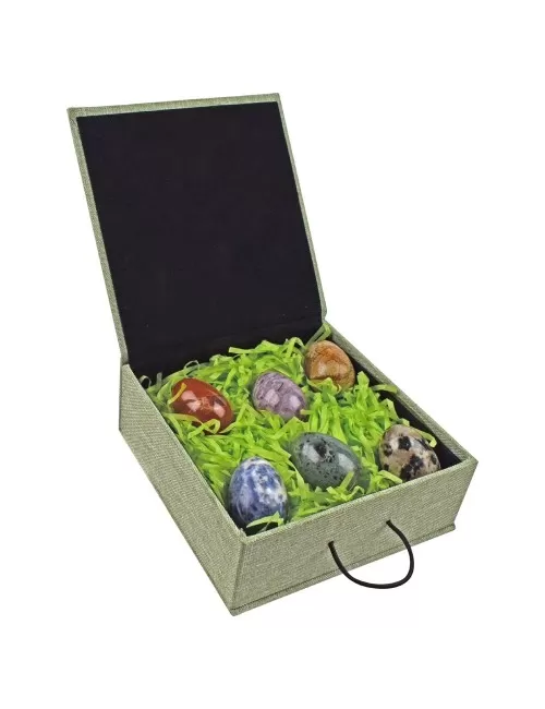 Heilsteine & Edelsteine - Eier - 6er Set in Geschenkbox - gemischte Steinsorten