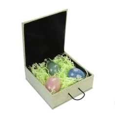 Heilsteine & Edelsteine - Eier - 3er Set in Geschenkbox (Aventurin, Blauquarz, Rosenquarz)