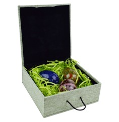 Heilsteine & Edelsteine - Eier - 3er Set in Geschenkbox (Rhodonit, Sodalith, Unakit)