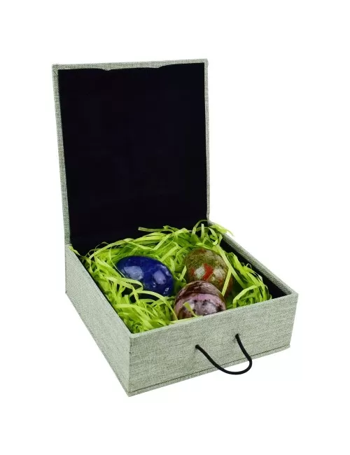 Heilsteine & Edelsteine - Eier - 3er Set in Geschenkbox (Rhodonit, Sodalith, Unakit)