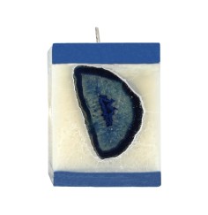 Kerze - Achat Edelstein - weiß/blau, Quaderform - Maße ca: 7,5x7,5x10cm