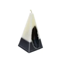 Kerze - Achat Edelstein - weiß/anthrazit, Pyramide - Maße ca: 6x6x11,5cm